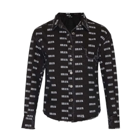 SER.O.YA Alex Button Down Shirt Logo Print Western Jacket Shacket S - Picture 1 of 6